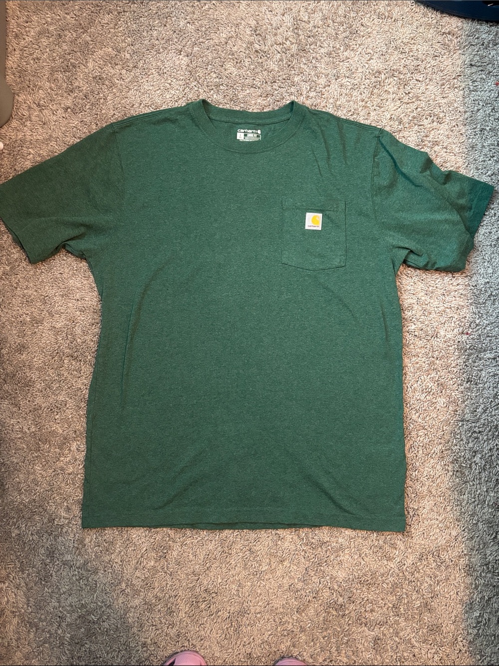 Carhartt Green Short-Sleeve Pocket Tee with Logo Patch